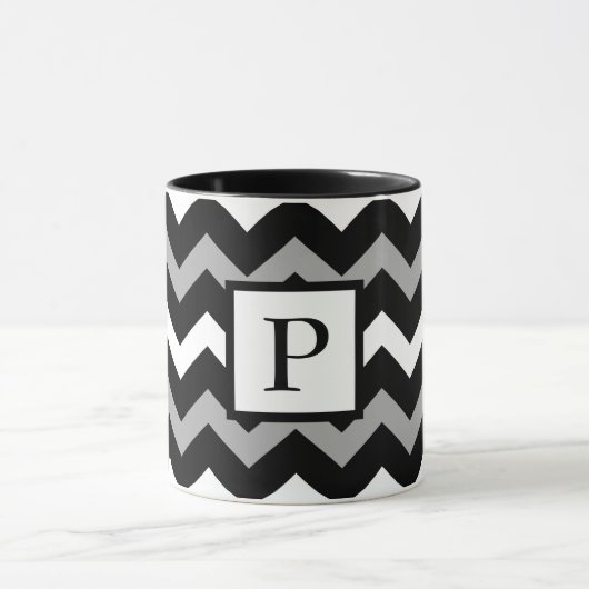 Mug Motif à chevron noir blanc et gris (Centre)