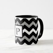 Mug Motif à chevron noir blanc et gris (Devant droit)