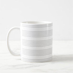 Mug Motif à cinq bandes gris clair et blanc