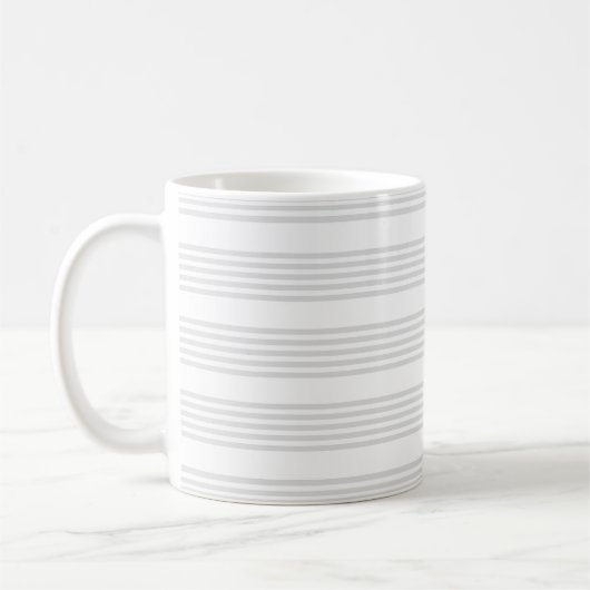 Mug Motif à cinq bandes gris clair et blanc (Gauche)
