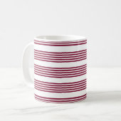 Mug Motif à cinq bandes rouge et blanc bordeaux (Devant gauche)