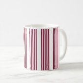 Mug Motif à cinq bandes rouge et blanc bordeaux (Devant droit)