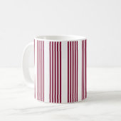 Mug Motif à cinq bandes rouge et blanc bordeaux (Devant gauche)
