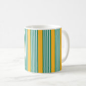 Mug Motif à cinq bandes vert et blanc avec jaune (Devant droit)