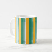 Mug Motif à cinq bandes vert et blanc avec jaune (Devant gauche)
