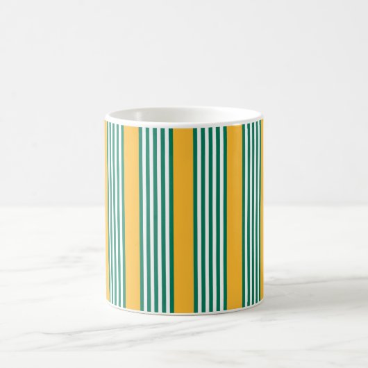 Mug Motif à cinq bandes vert et blanc avec jaune (Centre)