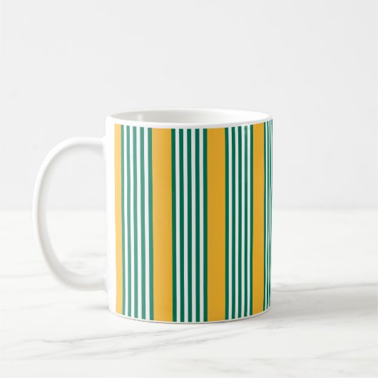Mug Motif à cinq bandes vert et blanc avec jaune (Gauche)