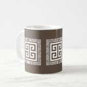Mug Motif à clé grecque blanc et marron Design (Devant gauche)