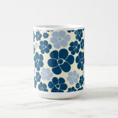 Mug Motif à fleurs - Bleu foncé, Bleu clair et Crème (Centre)