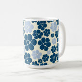 Mug Motif à fleurs - Bleu foncé, Bleu clair et Crème (Devant droit)
