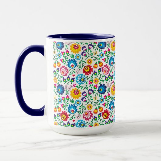 Mug Motif à fleurs d'art populaire 2 (Gauche)