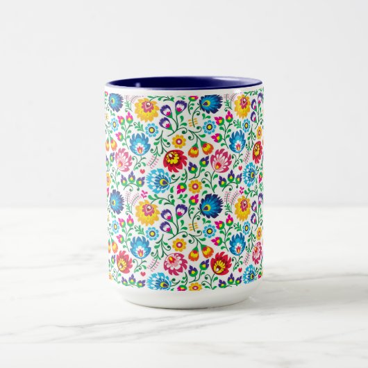 Mug Motif à fleurs d'art populaire 2 (Centre)