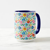 Mug Motif à fleurs d'art populaire 2 (Devant droit)