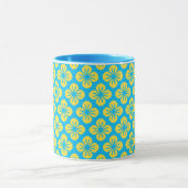 Mug Motif à fleurs en Jaune et Turquoise (Centre)