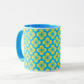 Mug Motif à fleurs en Jaune et Turquoise (Devant gauche)