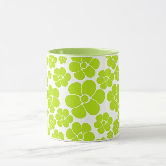 Mug Motif à fleurs en vert et blanc citron (Centre)
