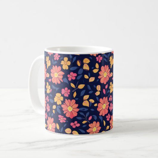Mug Motif à fleurs rétro (Devant gauche)