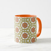 Mug Motif à fleurs rétro jaune et orange (Devant droit)