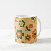 Mug Motif à fleurs Vintage orange rétro (Devant droit)