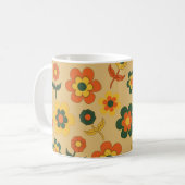 Mug Motif à fleurs Vintage orange rétro (Devant gauche)