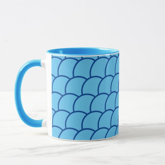 Mug - Motif à l'échelle de poisson bleu (Gauche)