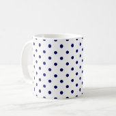 Mug Motif à point Polka bleu de la marine blanche (Devant gauche)