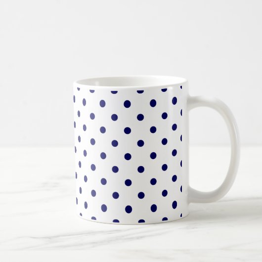 Mug Motif à point Polka bleu de la marine blanche (Droite)