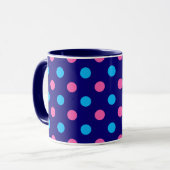 Mug Motif à pois bleu marine rose cyan (Devant gauche)