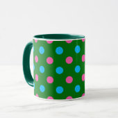 Mug Motif à pois bleu vert rose (Devant gauche)