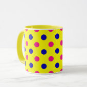 Mug Motif à pois rose bleu jaune (Devant gauche)