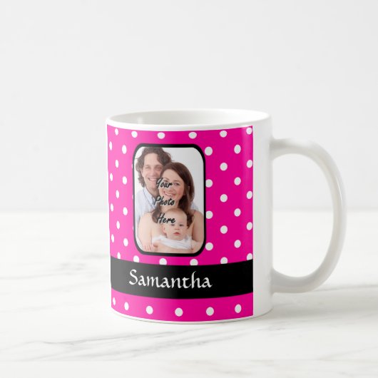 Mug Motif à pois rose chaud (Droite)