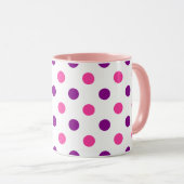 Mug Motif à pois rose violet blanc (Devant droit)