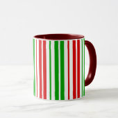 Mug Motif à rayures blanches rouges et vertes (Devant droit)