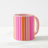 Mug Motif à rayures verticales rose et orange (Devant droit)