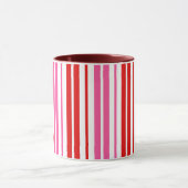Mug Motif à rayures verticales roses rouges blanches (Centre)