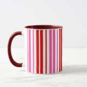 Mug Motif à rayures verticales roses rouges blanches (Gauche)