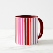 Mug Motif à rayures verticales roses rouges blanches (Devant droit)