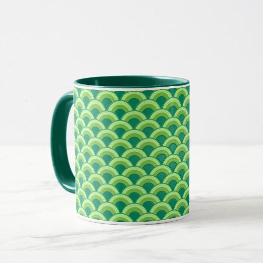 Mug Motif à vagues Art déco - vert jade (Devant gauche)