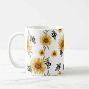 Mug Motif abeille et tournesol