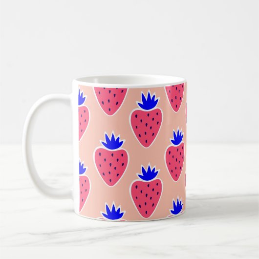 Mug motif Abstrait à la fraise sur pêche. (Gauche)