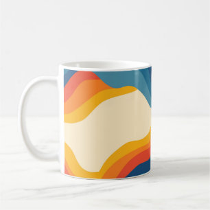 Mug Motif abstrait à rayures ondulées orange et bleu d