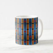 Mug Motif Abstrait Blue Orange Grid avec Coeurs rouges (Devant droit)