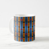 Mug Motif Abstrait Blue Orange Grid avec Coeurs rouges (Devant gauche)