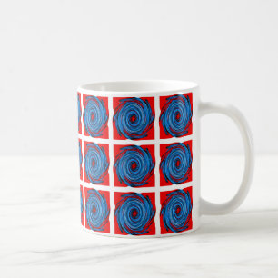 Mug Motif Abstrait Blue Red Swirl