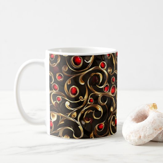 Mug Motif Abstrait Gold Red (Avec donut)