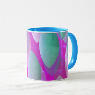 Mug Motif Abstrait Moderne Magenta Violet Rose Turqu