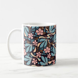 Mug Motif abstrait, motif floral, dos foncé
