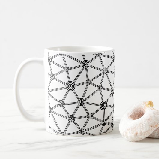 Mug motif Abstrait noir et blanc avec lignes (Avec donut)