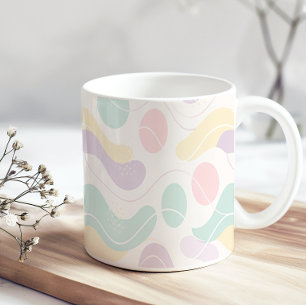 Mug Motif Abstrait Sans Couture Pastel Vagues et Cercl