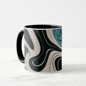 Mug Motif Abstrait Turquoise et noir (Devant gauche)